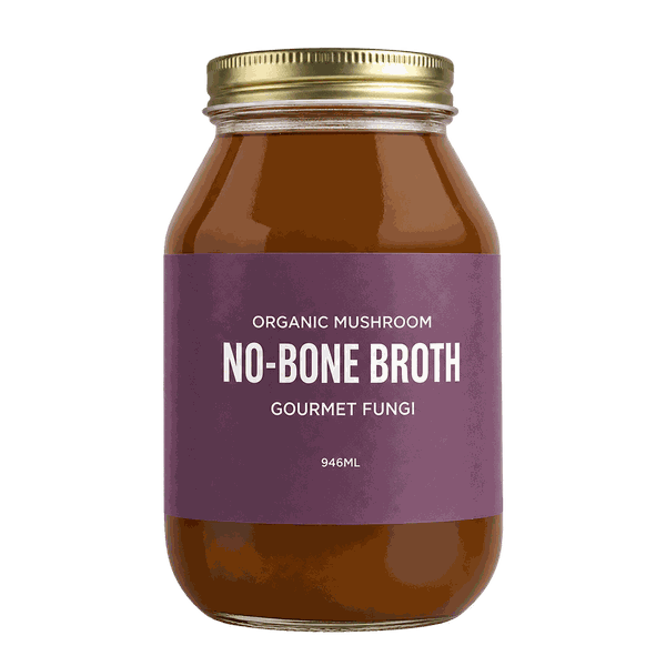 Jar of organic mushroom no-bone broth